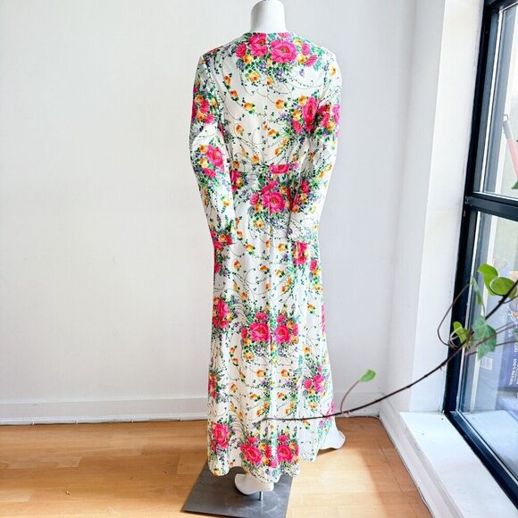 Vintage Matti of Lynne Colourful Floral Long Sleeve  Maxi Dress S/M - Picture 6 of 6